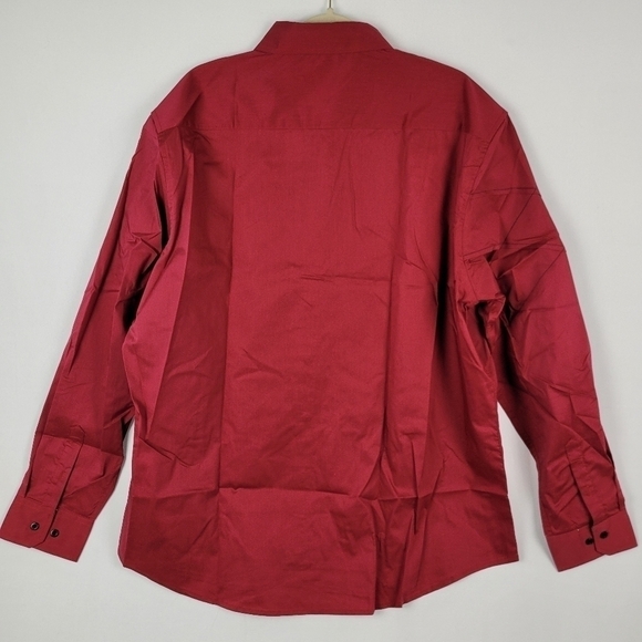 NWT Coofandy Mens Plaid Collar Button Down Long Sleeve Dress Shirt Wine Red XXL. - Picture 5 of 10